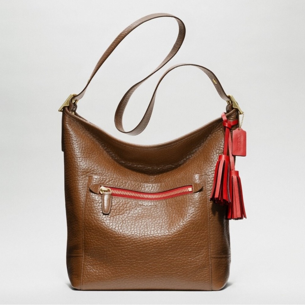 COACH Legacy Duffle 19913 Leather Sable and Red With Tags and Tassels-Retired